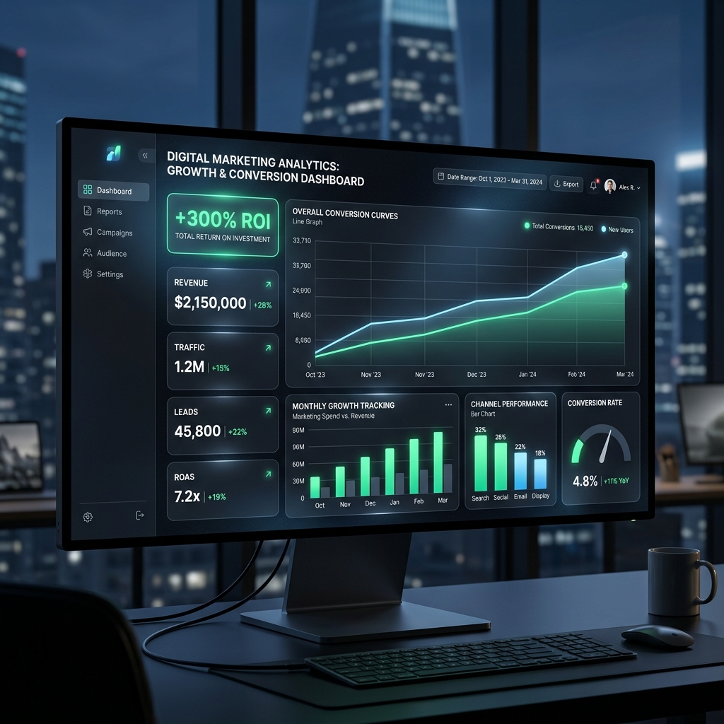 Real Estate Lead Funnel analytics ROI dashboard mockup